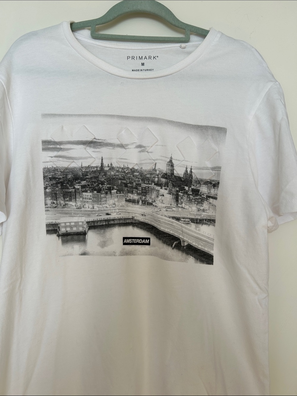 Primark White Amsterdam Cityscape Graphic Tee - Men's